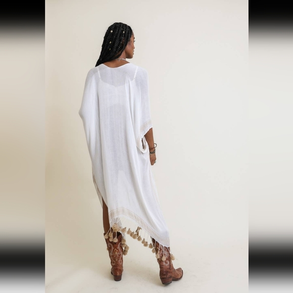 Kimono Boho Tassel Off-white/tan Free Earrings! NEW - Picture 3 of 5